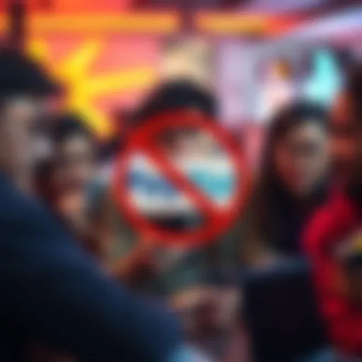 A group of Canadian gamers looking frustrated while checking their payment options on gaming platforms with a PayPal logo visible but crossed out, showing their inability to cash out.