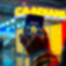 A Canadian person using a smartphone to buy cryptocurrency directly in USD without currency conversion