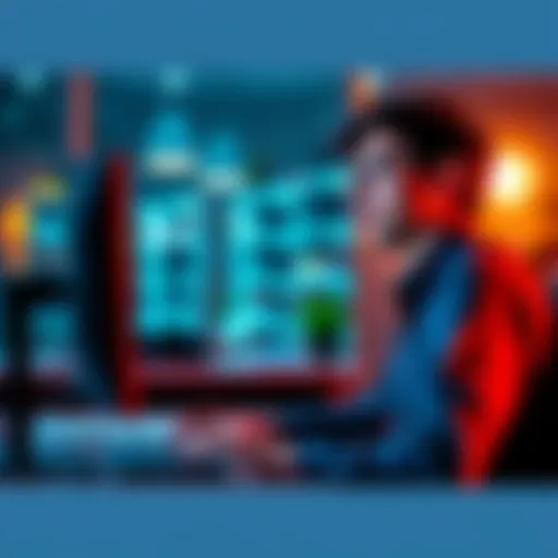 A person sitting at a desk looking at a computer, waiting for feedback after a live challenge interview