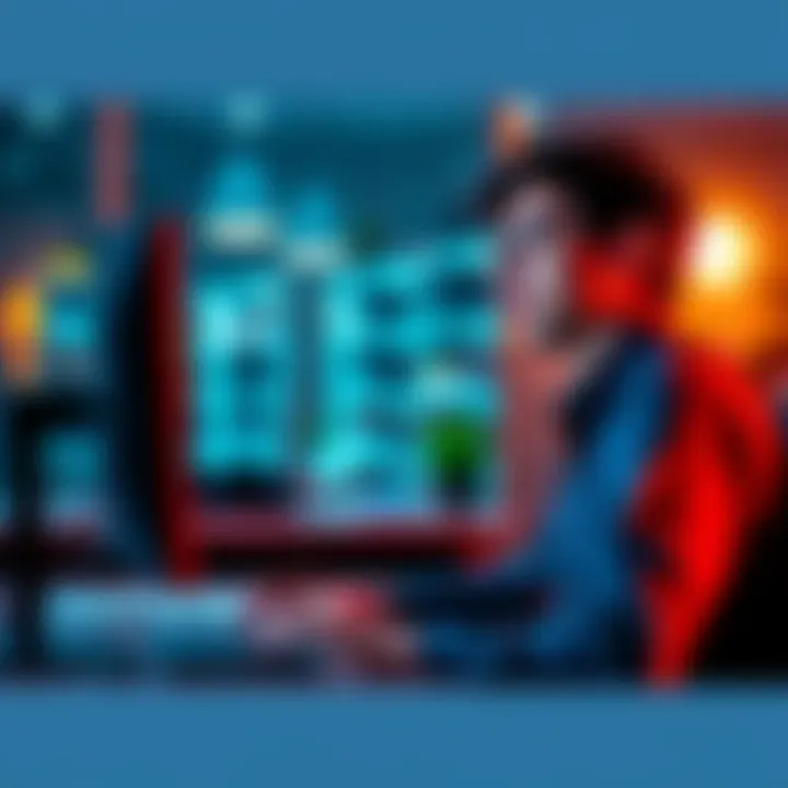 A person sitting at a desk looking at a computer, waiting for feedback after a live challenge interview