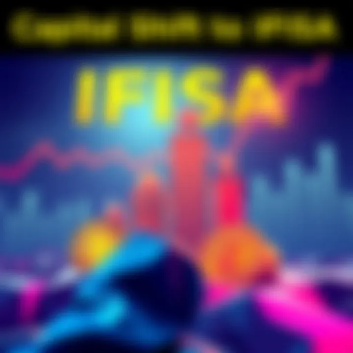 Illustration showing investors considering capital shift from 212 to IFISA, with Bitcoin symbols and upward financial charts in the background.