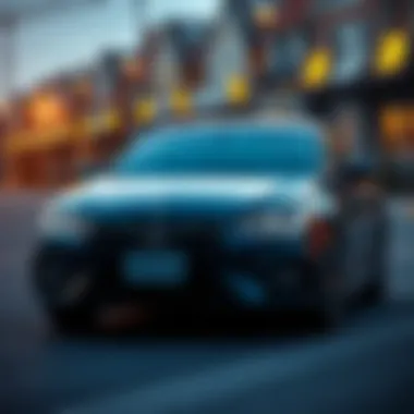 A car parked with cryptocurrency symbols around it, representing selling a vehicle for digital currency.