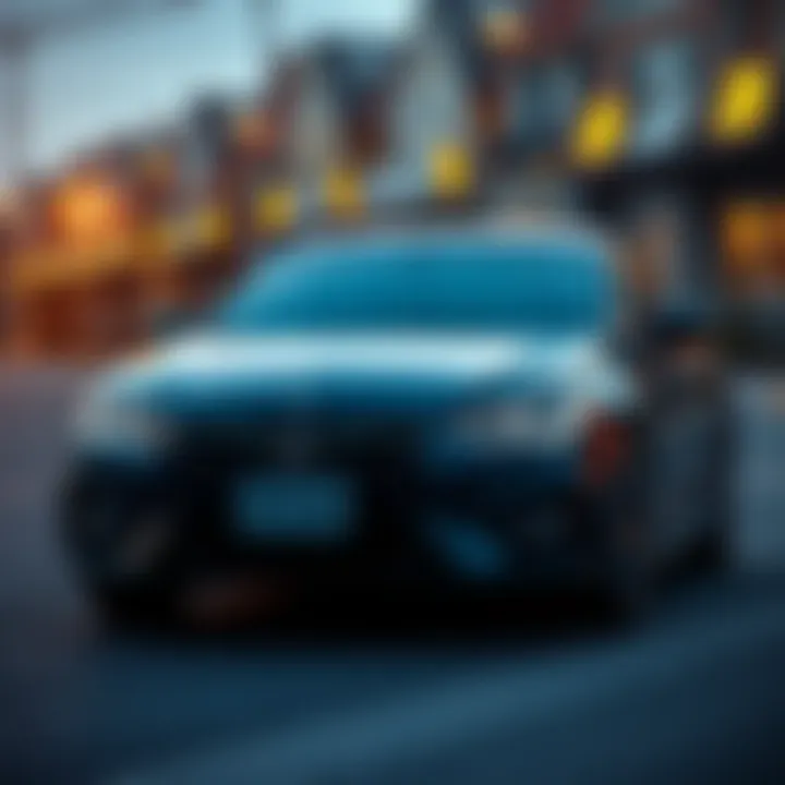 A car parked with cryptocurrency symbols around it, representing selling a vehicle for digital currency.