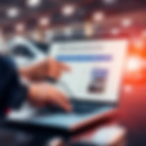 A person adjusting a minimum reserve price on a vehicle auction listing, with a laptop open and a car in the background