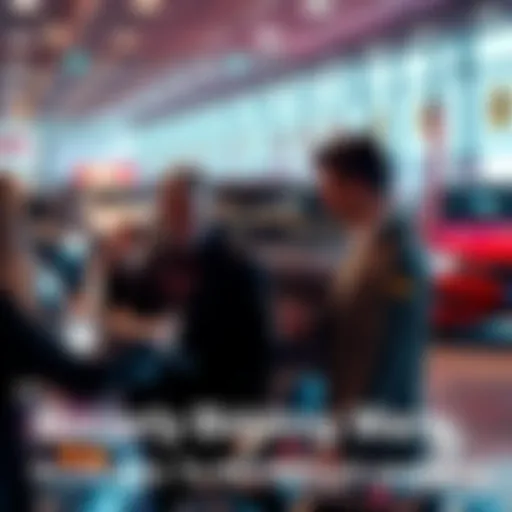 Two people engaging in a bidding war at an auction for a car, showing determination and strategy.