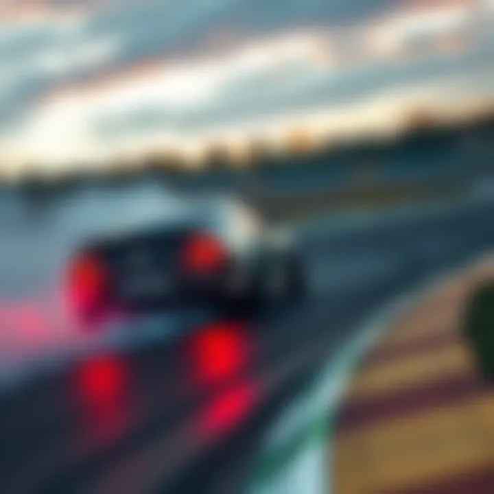 A car drifts on a race track, showing tire smoke and sharp turns, demonstrating the art of tuning for drifting.