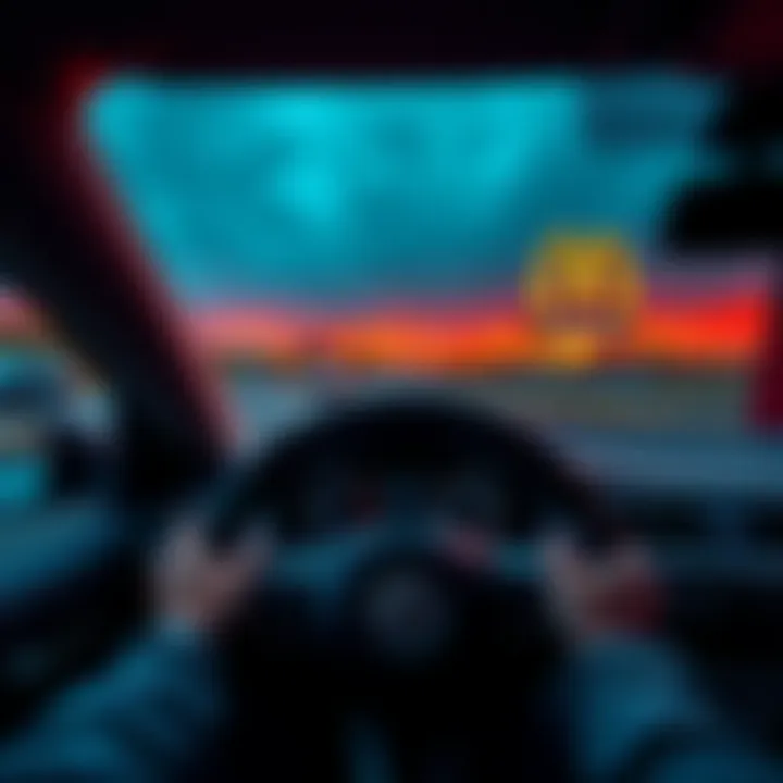 A person driving a car on a road with McDonald's in the background, symbolizing a journey in 2013 while reflecting on Bitcoin's impact.
