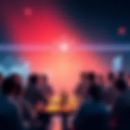 Visual representation of people discussing and participating in the Cardano ecosystem, highlighting collaboration and community involvement