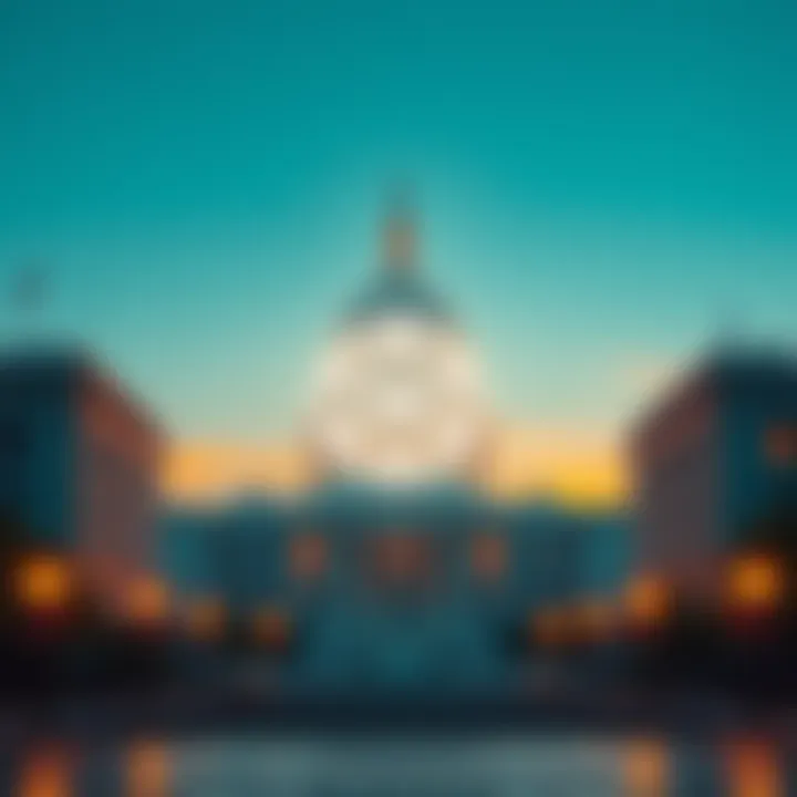 A graphic showing the Cardano logo with a backdrop of government buildings representing support from the U.S. government.