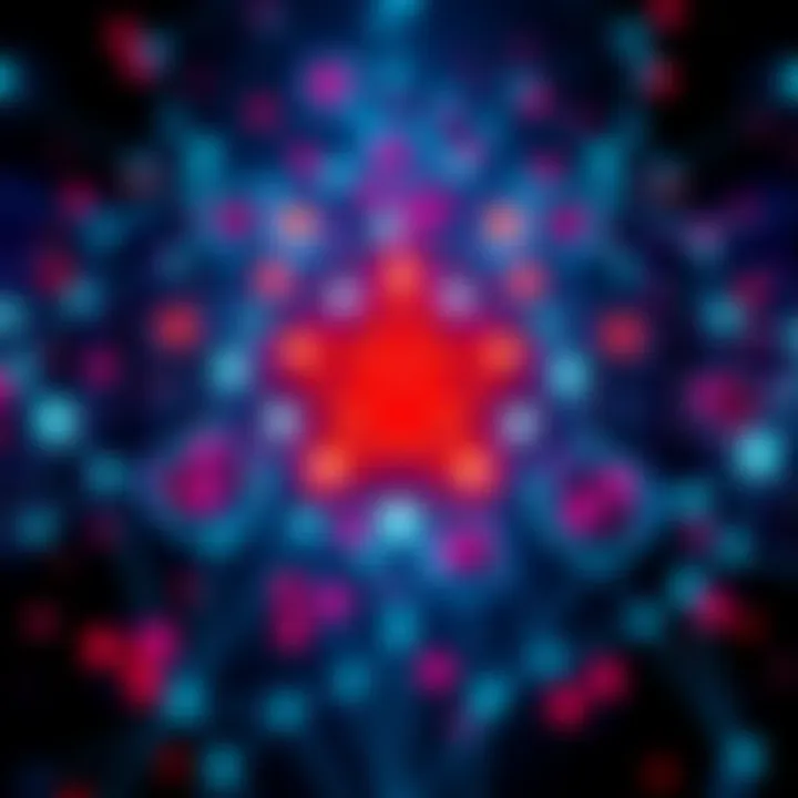 A digital representation of the Cardano blockchain, highlighting its security and decentralized features with vibrant colors and community symbols