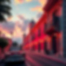 A vibrant view of Cuba with images of blockchain symbols, representing economic growth and innovation, alongside traditional Cuban architecture.