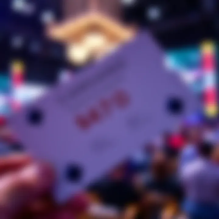 A close-up of a $470 ticket for the Cardano Foundation summit, with an image of money and assets in the background.