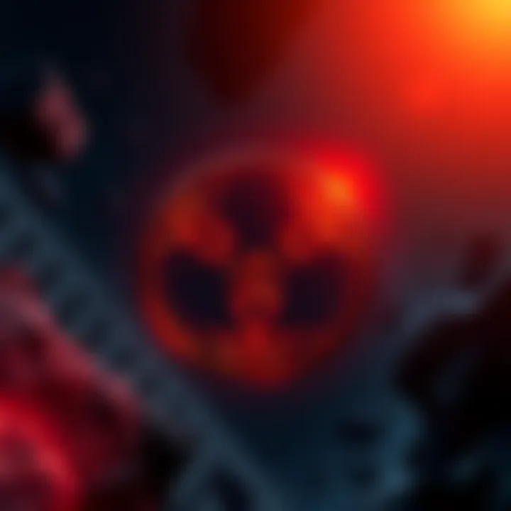 A large Cardano logo in the center with a caution sign indicating controversy and concerns around its future.