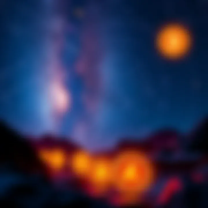 Visual representation of Cardano stake pools distributing NIGHT rewards alongside ADA, showcasing a vibrant night sky with rewards symbol icons.