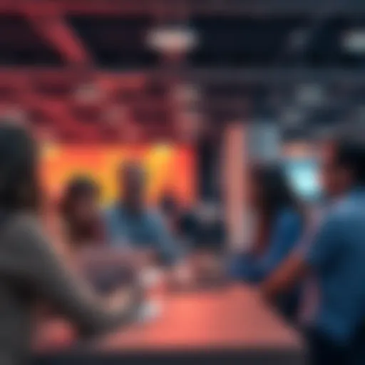 A group of people discussing a Cardano startup during a session at DraperU, showcasing collaboration and idea sharing.