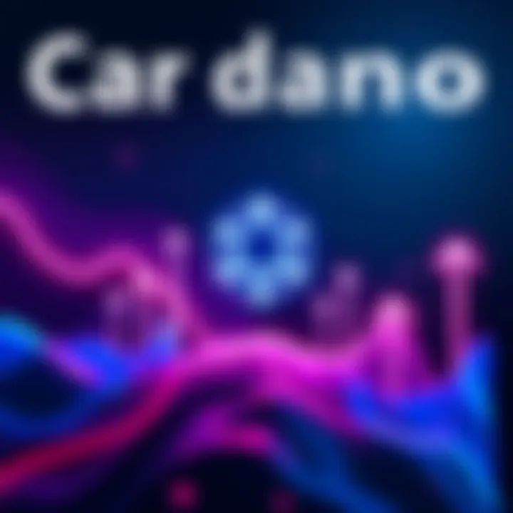 Cardano Trends Illustration displaying Cardano logo with upward arrows representing market trends and updates.