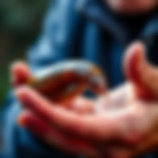 A person gently holding a slug while feeding it, illustrating the bond between them and showcasing the slug's unique features.