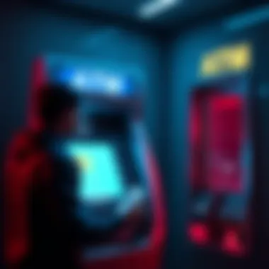 A person interacting with a cryptocurrency ATM to convert digital currency into cash
