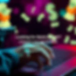 A graphic showing a person typing their age in a comment section, with cash symbols in the background, indicating a cash giveaway