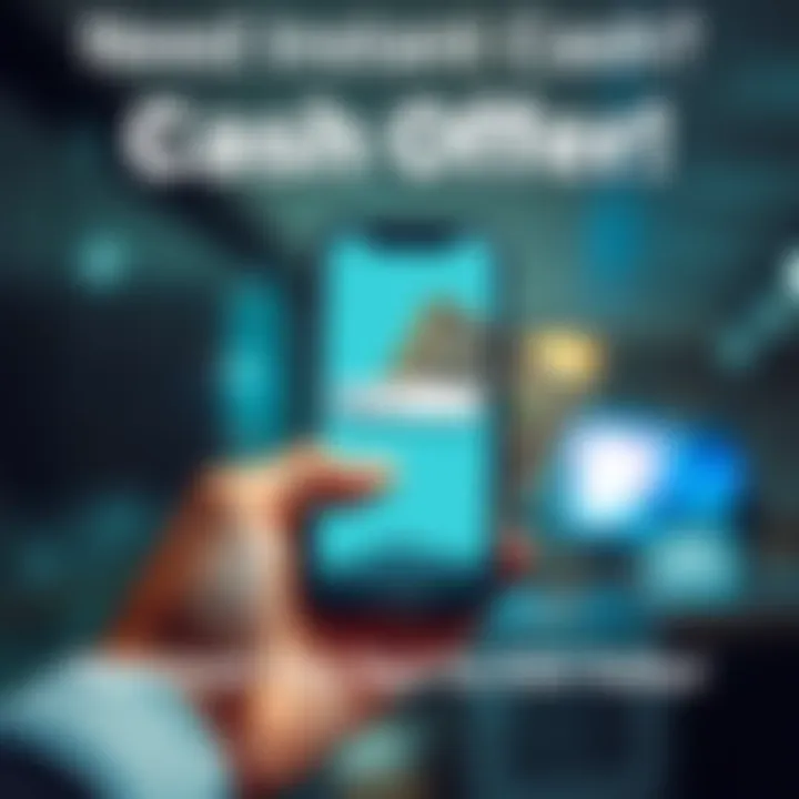 A hand holding cash with a comment box on a phone screen
