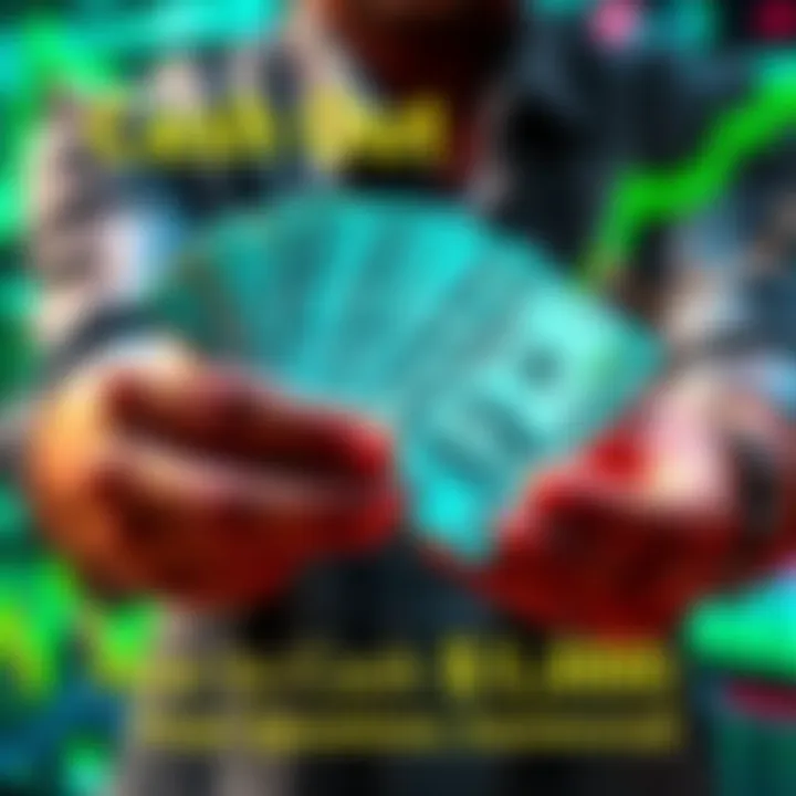 Cash Out Experience A person holding cash with a background of financial graphs and charts, symbolizing successful withdrawals