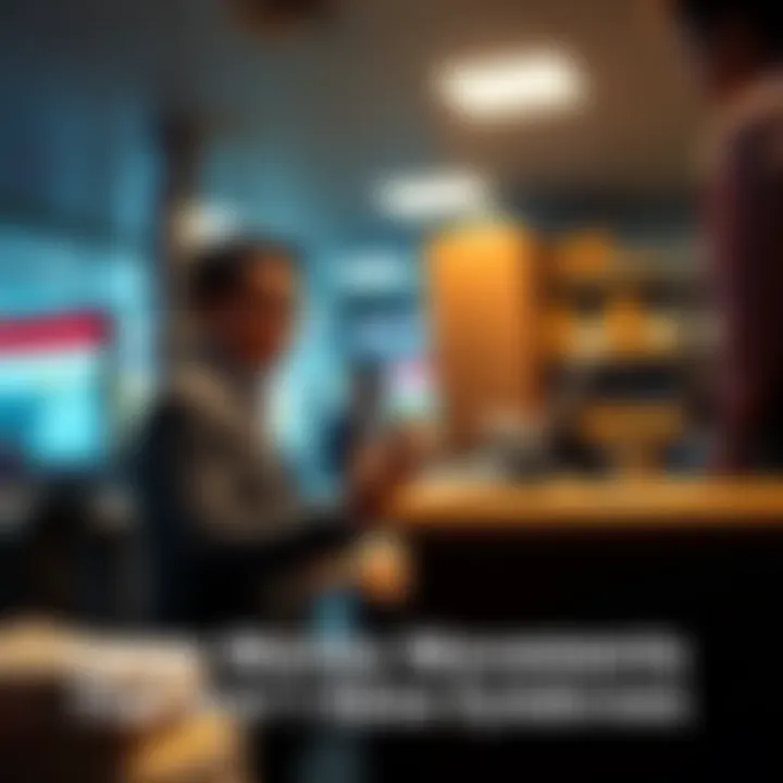 Cash Transactions in a Bank A person making a large cash deposit at a bank counter with a concerned bank teller looking on