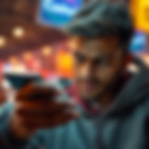 Close-up of a person looking frustrated while trying to cash out using the Atlas Earth app on their phone