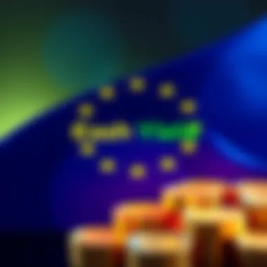 A graphic showing Cash Yield's logo with a backdrop of the European Union flag and symbols of currency, indicating new investment options in Europe.