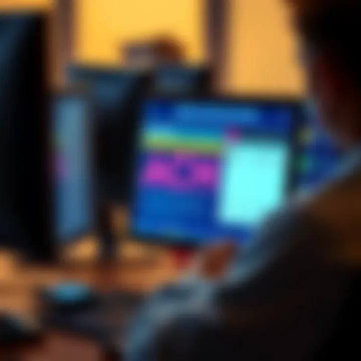 A person using a computer to cash out funds via ACH, showing a simple bank transaction on the screen.