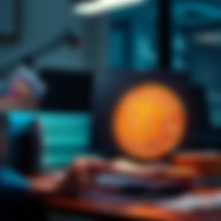 Cashing Out Bitcoin A person at a desk converting Bitcoin to cash and transferring it to a bank account in Germany.