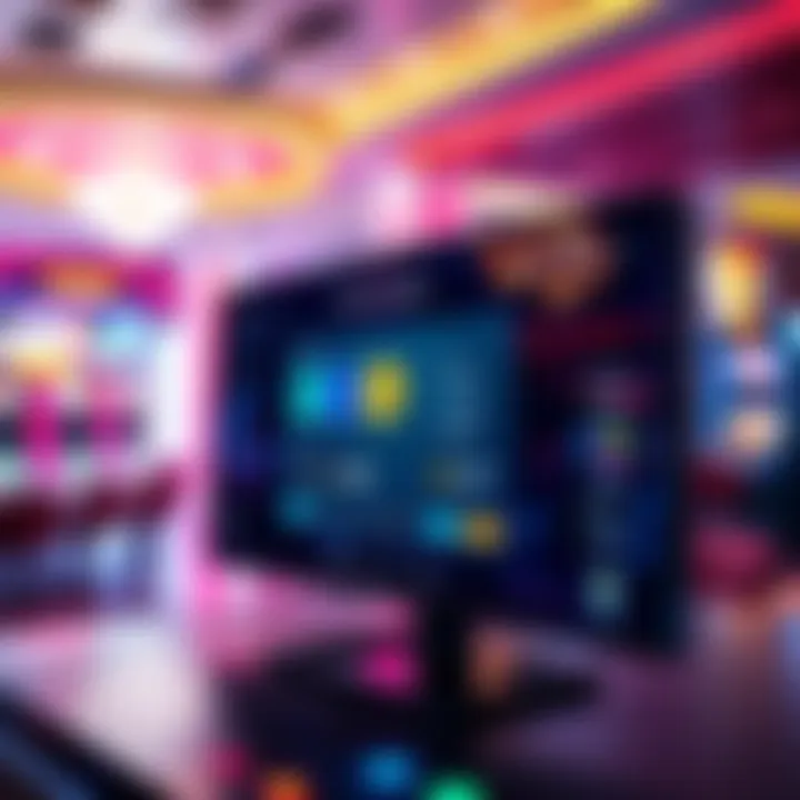 Casino rewards token launchpad A digital interface showing the creation process of a casino rewards token on a screen, with casino-themed graphics in the background.