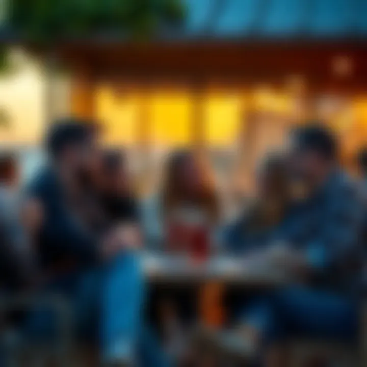 A group of friends enjoying a relaxed get-together outdoors with drinks and laughter.
