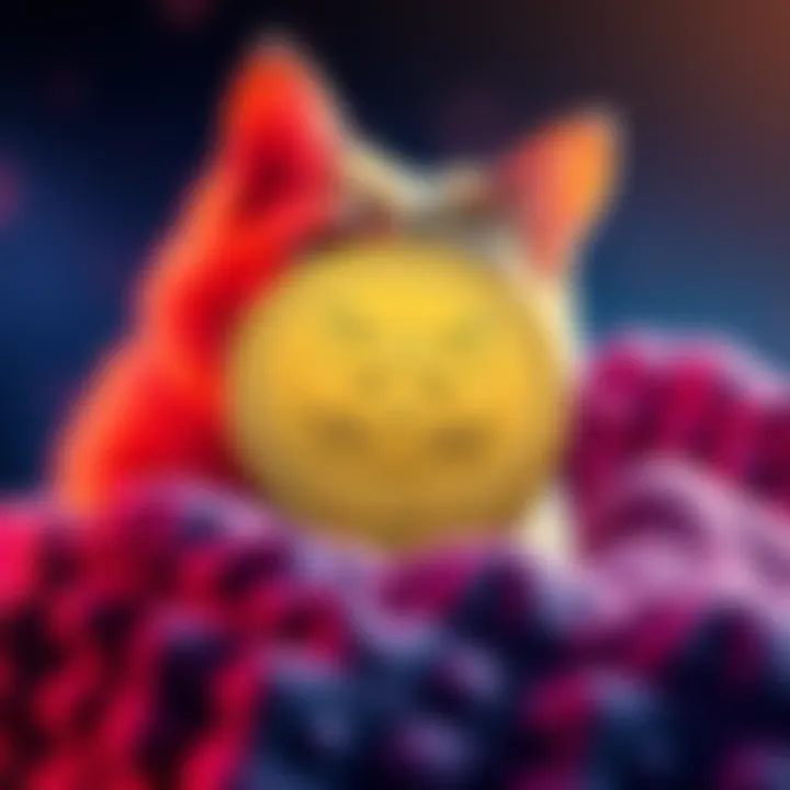 Illustration of a coin with a cat design, symbolizing the return of $CATCOIN on the Solana blockchain.