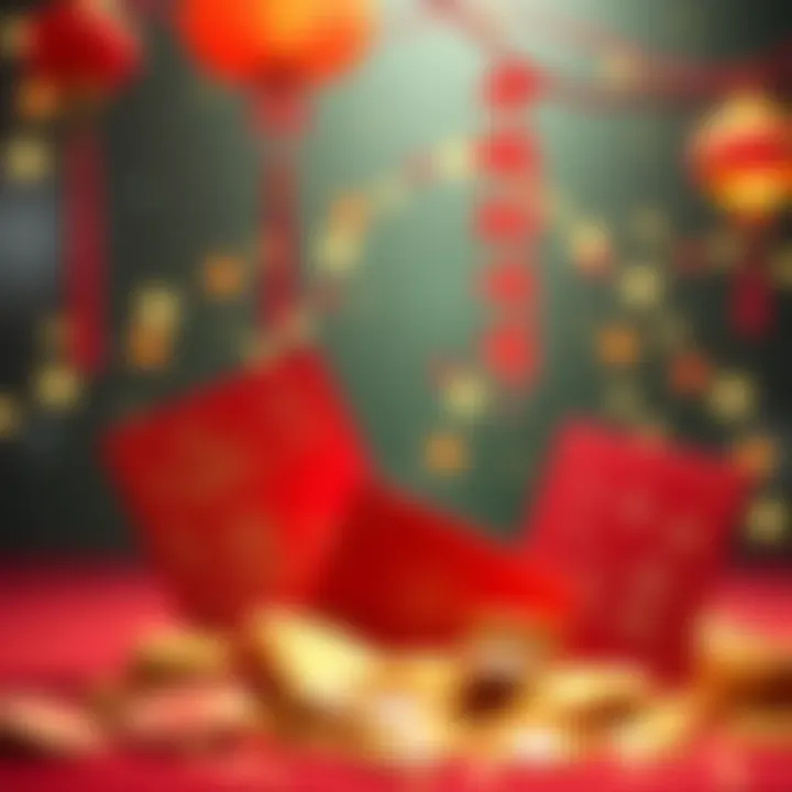 A festive image featuring red envelopes and gold coins representing a crypto reward pool for New Year celebrations