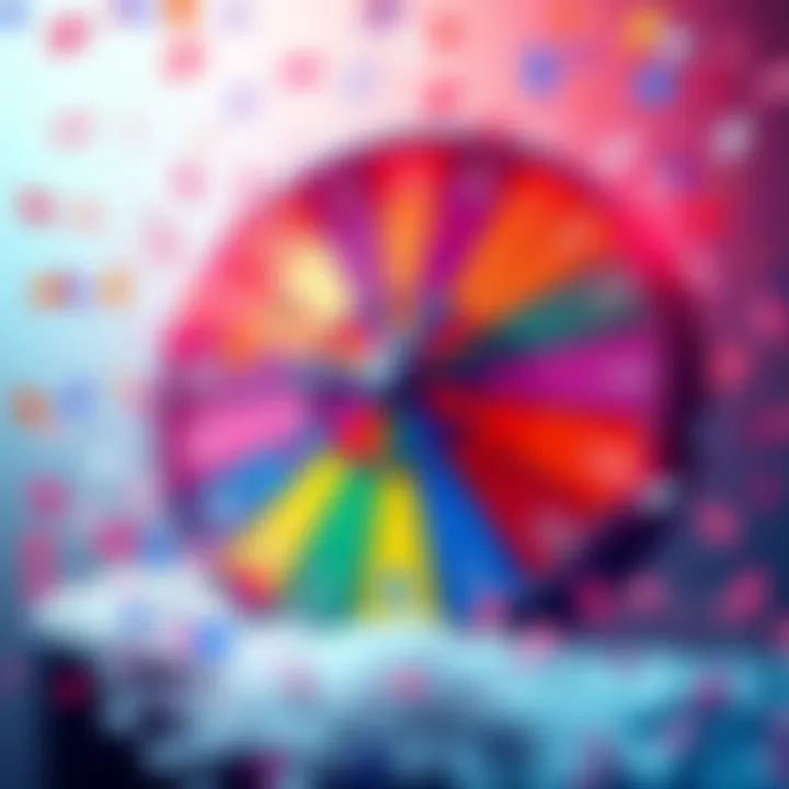 A colorful diamond wheel showcasing the celebration of winning 50 Atlas Bucks, with confetti around it.