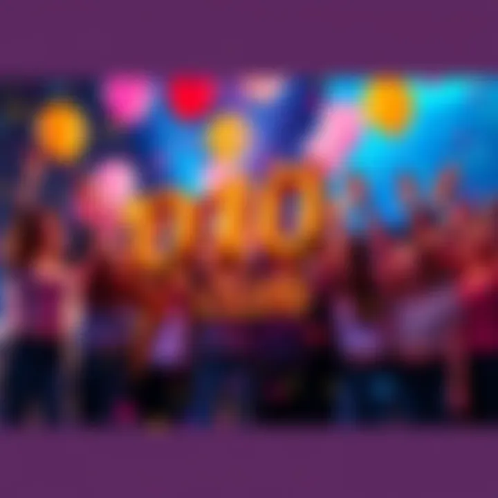 A group of people joyfully celebrating reaching the 0.10 Club milestone with balloons and confetti