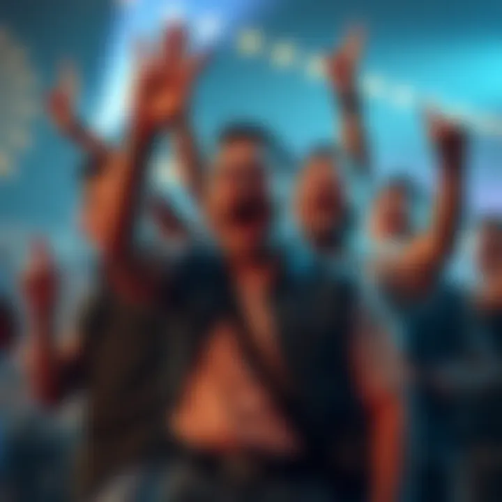 Group of friends celebrating and preparing for the 10 bucks time event, showing anticipation and joy