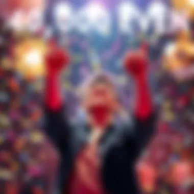 Celebration of 40,000 Even Achievement A person celebrating reaching 40,000 Even with a background of confetti and party decorations, symbolizing their success and excitement for future milestones.