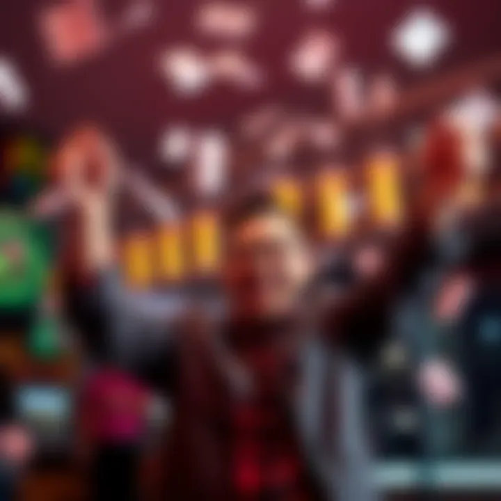 A joyful person throwing papers in the air, celebrating a lottery win and looking happy