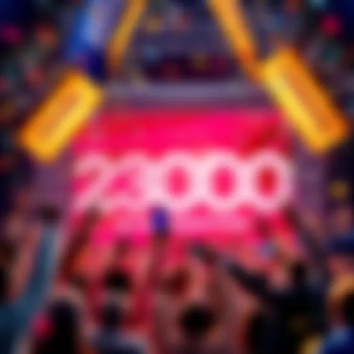 Celebration of 23000 Achievement People celebrating reaching 23000 milestone with banners and confetti
