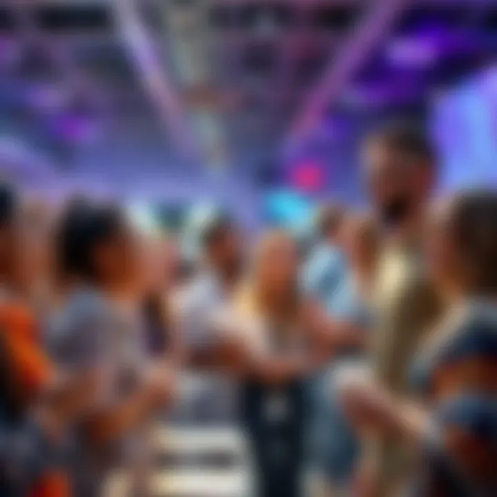 A group of people proudly displaying their achievements at a community event, smiling and chatting with each other, fostering connections.