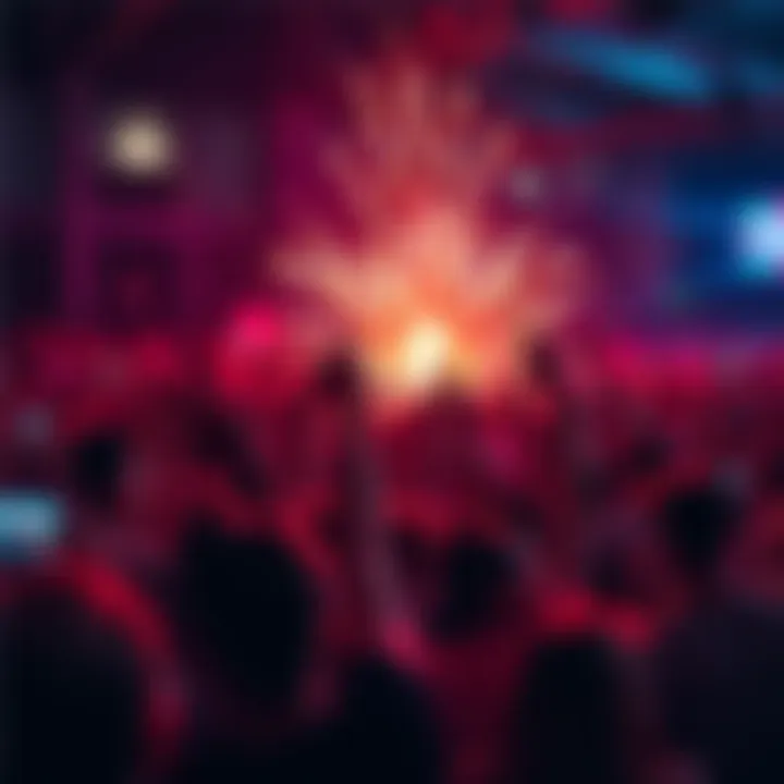 Crowd cheering and celebrating an unexpected success at an event