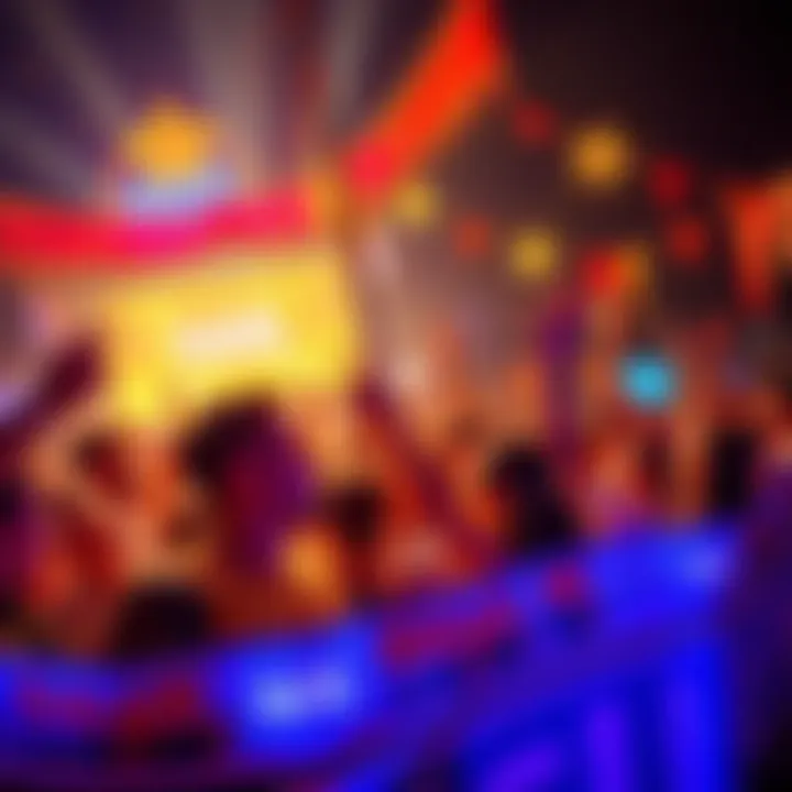 A lively community celebrating the rise of SOL tokens with banners and cheerful people in a festive atmosphere.