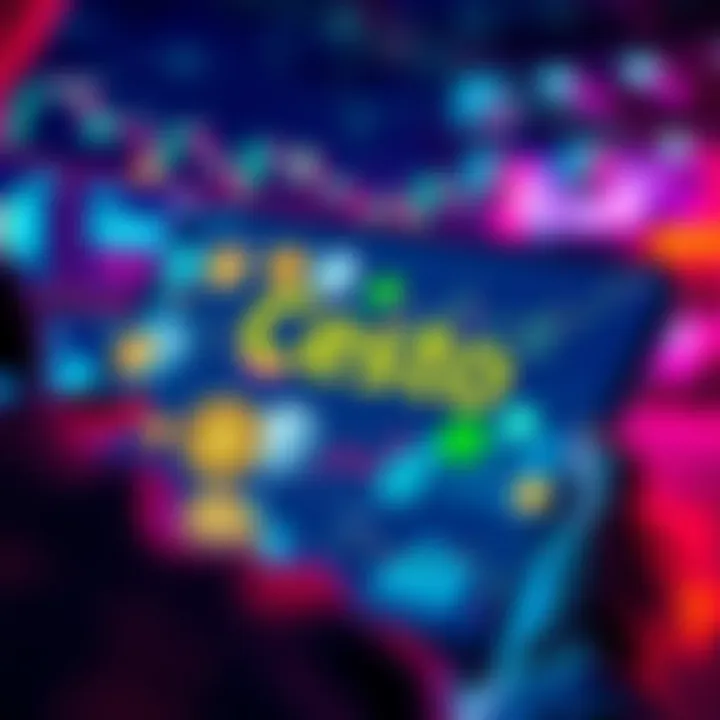 A person using a digital device to create themed investment baskets on the Cesto platform, showcasing various tokens and graphs related to stocks and cryptocurrencies.