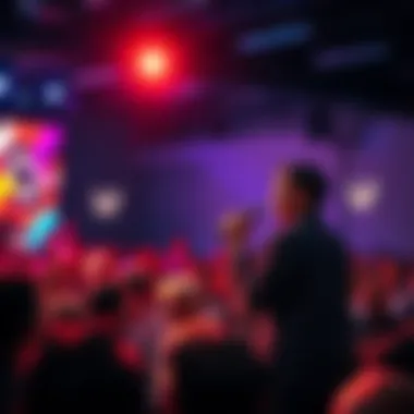 Cfan speaking passionately to an engaged audience during a speech
