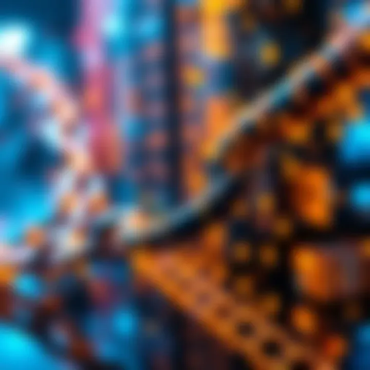 Illustration of a digital chain processing transactions, symbolizing growth and efficiency in daily operations.