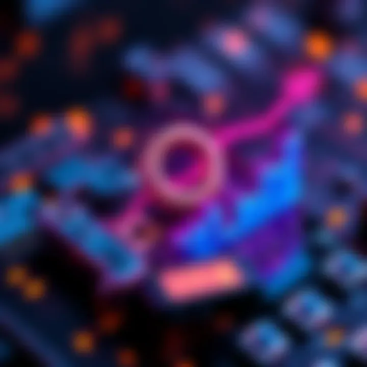 Chainlink Cryptocurrency Concept Illustration of Chainlink logo with a rising graph symbolizing investment potential.