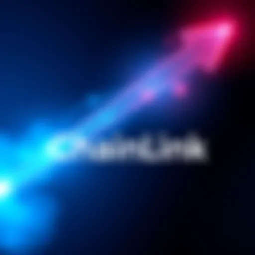 Chainlink logo with an upward arrow symbolizing a predicted surge in value