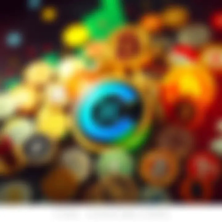 Chainlink logo surrounded by various cryptocurrency symbols, highlighting its role in the crypto market
