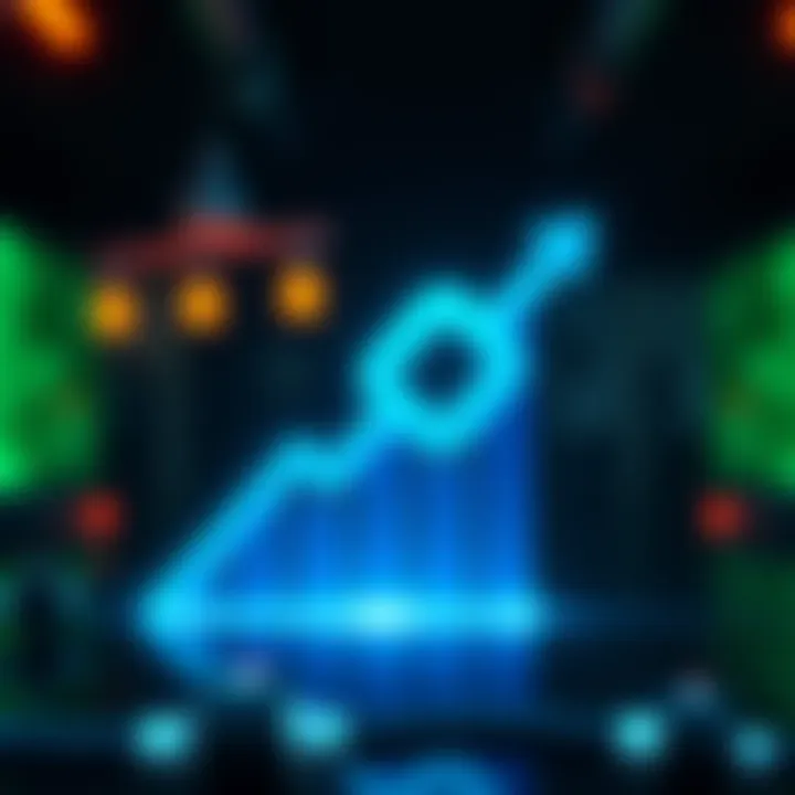 A visual representation of the Chainlink logo with a graph showing an upward trend, symbolizing its rise in popularity among investors and developers.